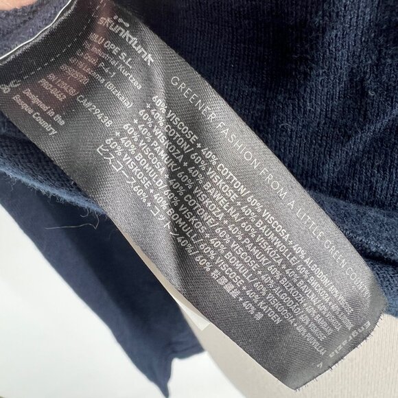 Skunkfunk Navy Long-Sleeve Knit Top With Textured Cowl Neck Size 4 - Picture 11 of 13